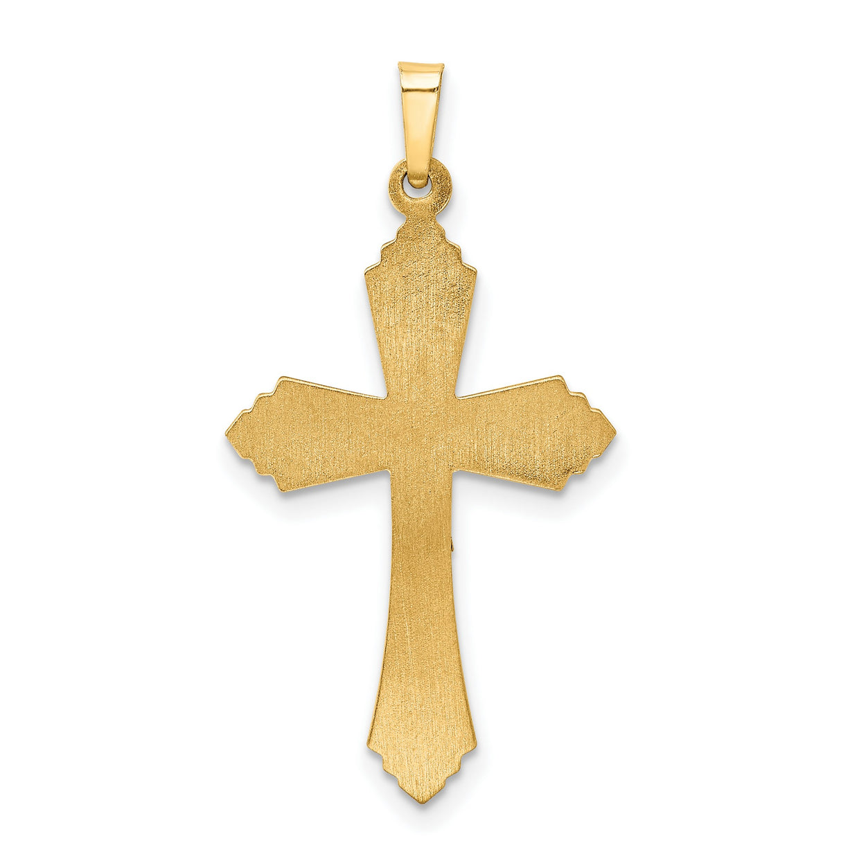 14k Multi-Tone Gold Crucifix Cross Pendant, Two-Tone Fleur de Lis, INRI Religious Design