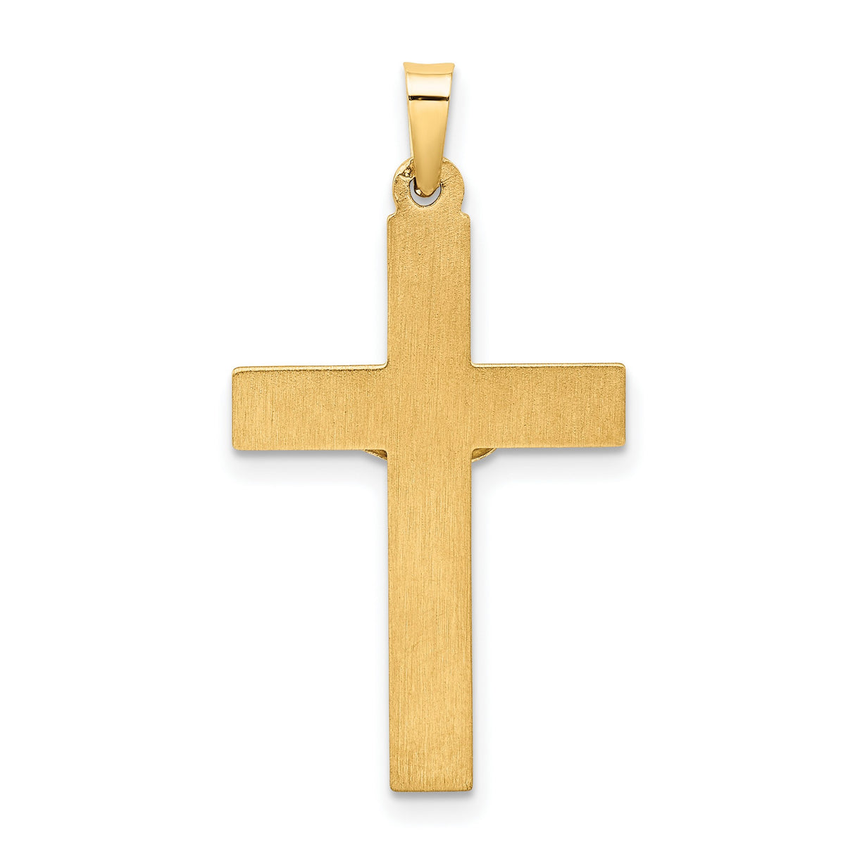 14k Two-Tone Gold Crucifix Pendant, Textured Latin Cross with INRI Jesus Symbol
