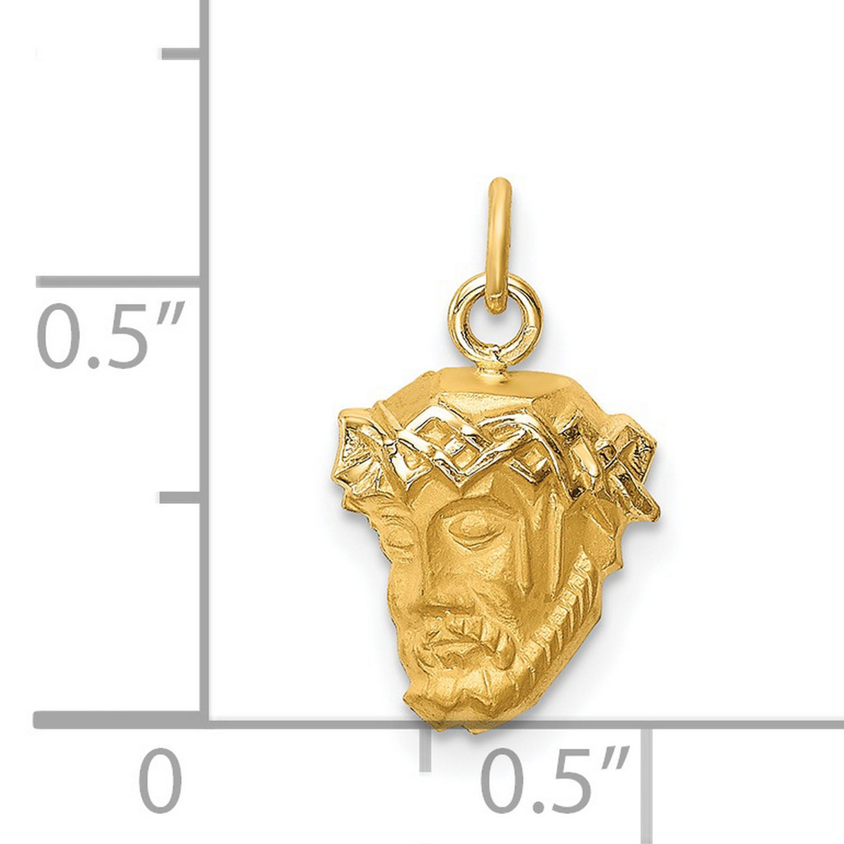 14k Yellow Gold Jesus Head Pendant with Crown of Thorns, Christian Religious Charm