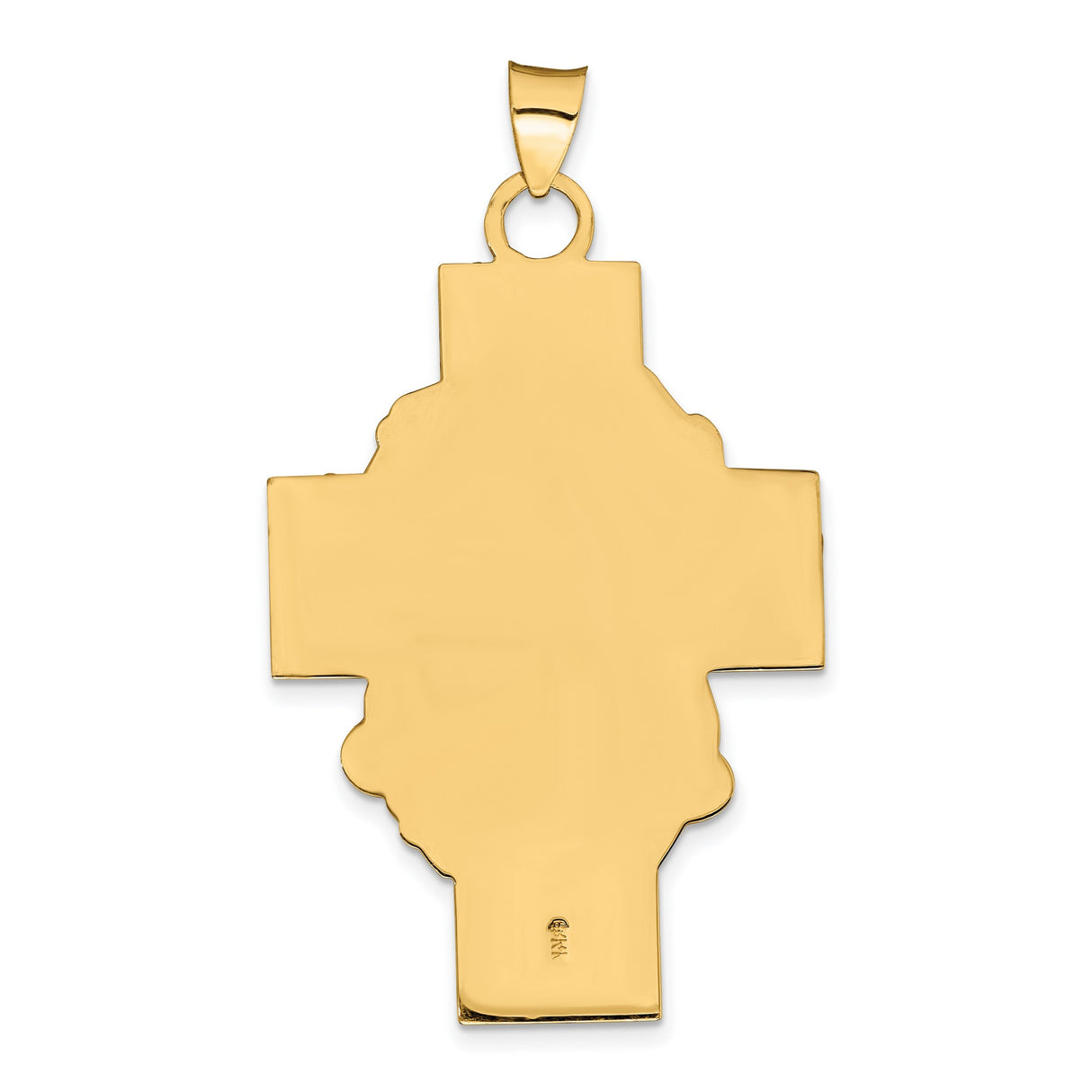 14k Yellow Gold Jesus Face Pendant on Cross with Crown of Thorns, Christian Religious Charm