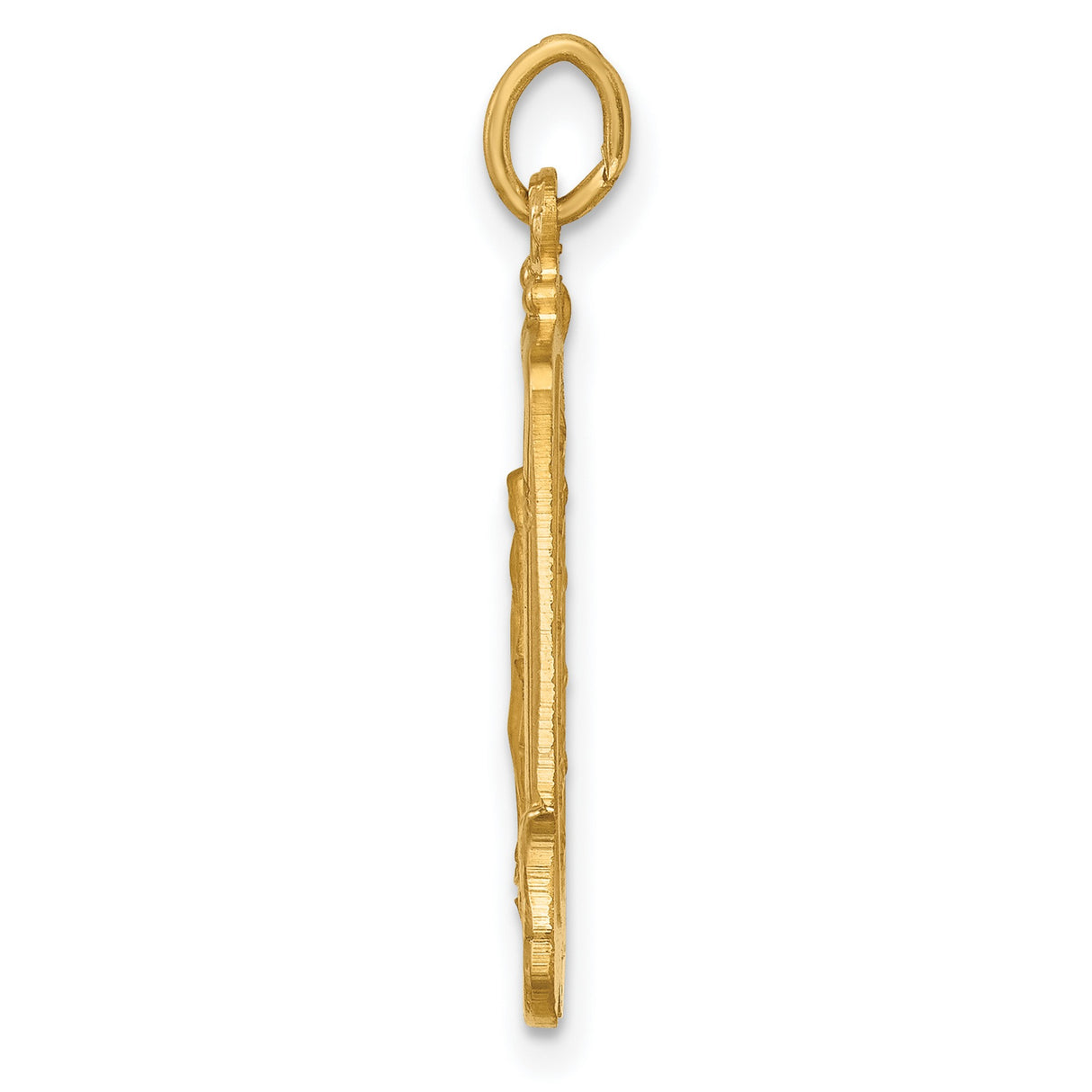 14k Yellow Gold Miraculous Medal Virgin Mary Pendant, Catholic Religious Charm for Women