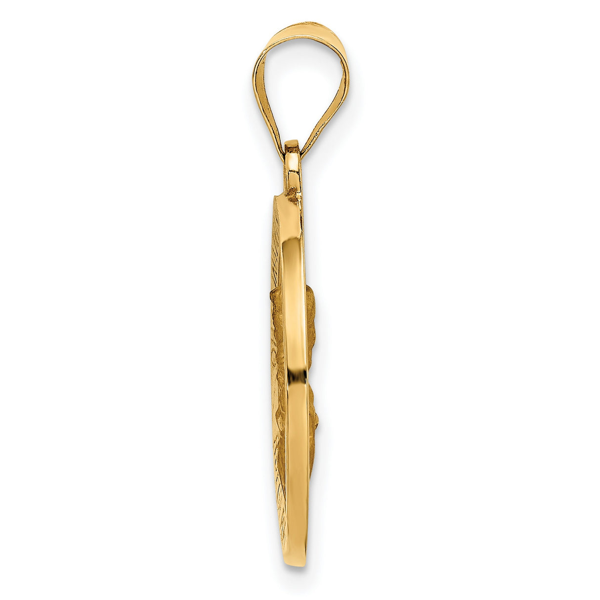 14k Yellow Gold Scapular Medal Pendant with Virgin Mary and Crowned Madonna Design