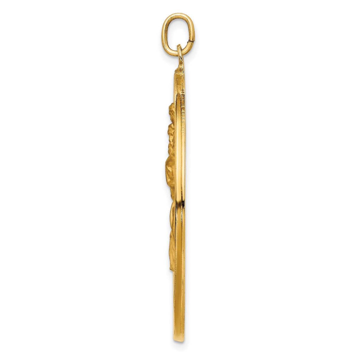 14k Yellow Gold Saint Christopher Pendant with Protect Us Inscription, Travel Safety Medal