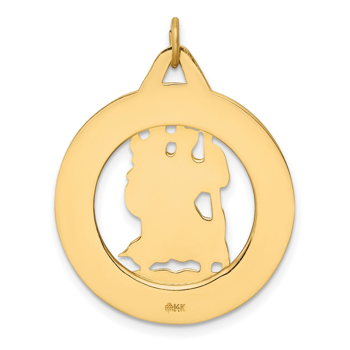 14k Yellow Gold Saint Christopher Medal Pendant with Cut-Out Design Religious Charm