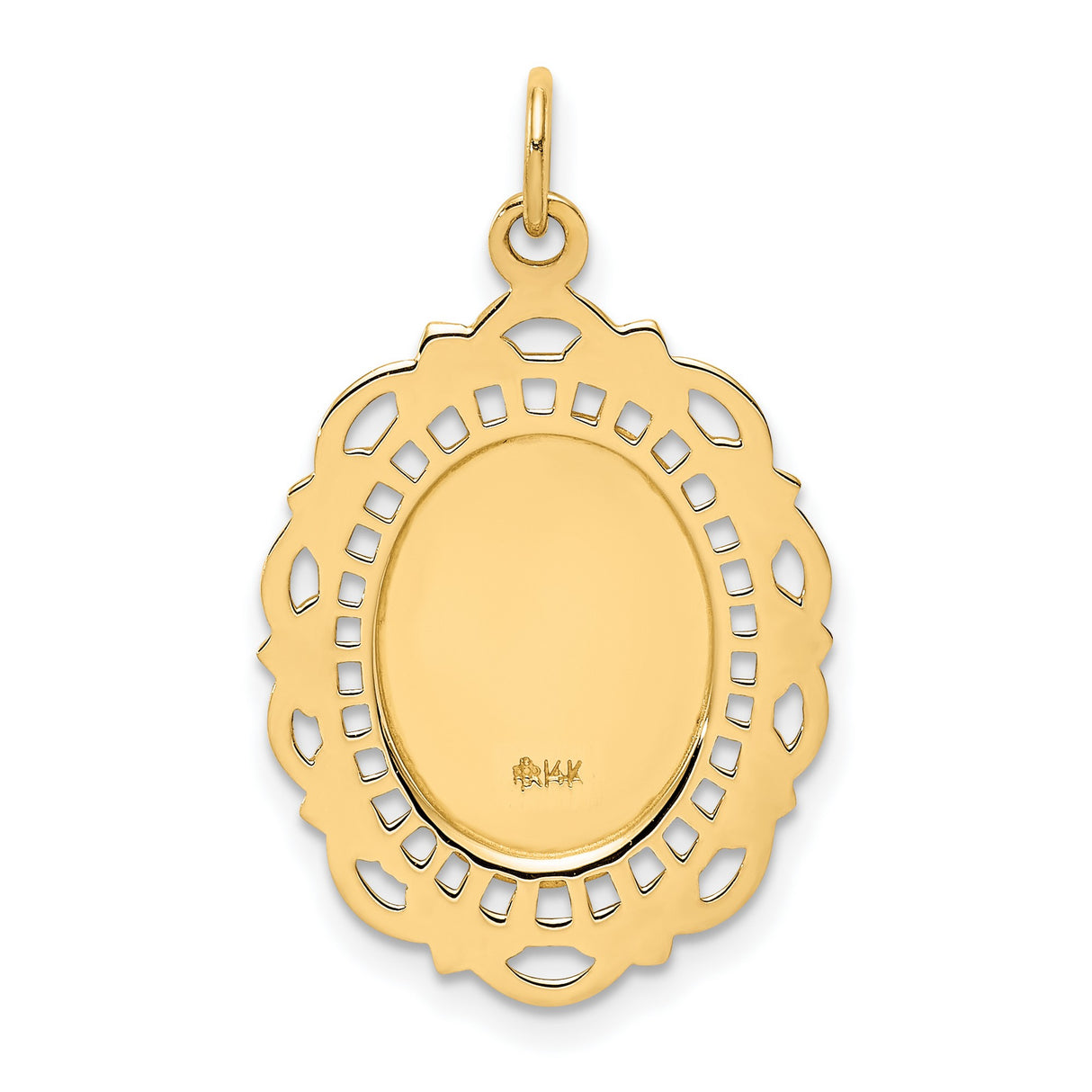 14k Yellow Gold Saint Christopher Oval Medallion Pendant with Ornate Border