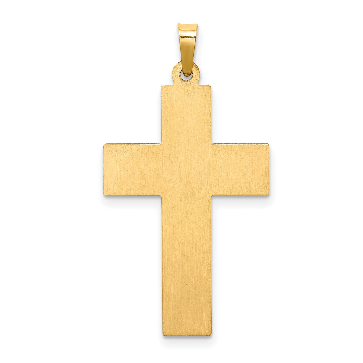 14k Yellow Gold Cross Pendant with Textured Border, Christian Religious Design