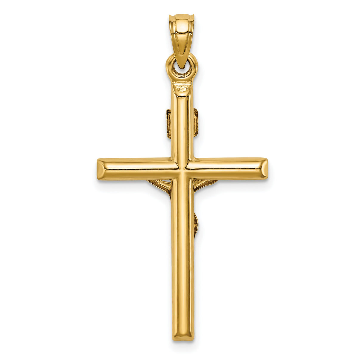 14k Two-Tone Gold Crucifix Pendant with Jesus on the Cross Christian Catholic Jewelry