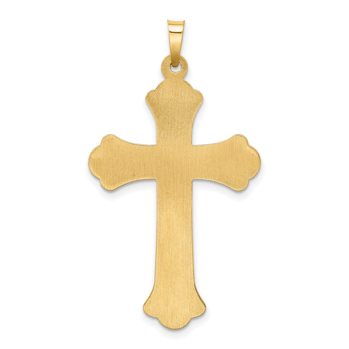 14k Two-Tone Gold Crucifix Pendant with Polished Fleur de Lis Cross Design