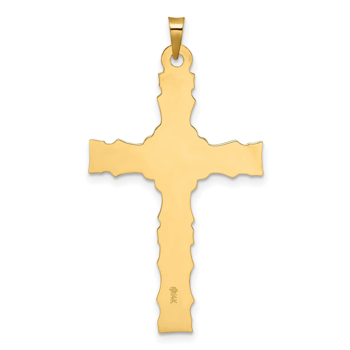 14k Multi-Tone Gold Crucifix Pendant with Detailed Jesus Figure and INRI Baroque Cross Design