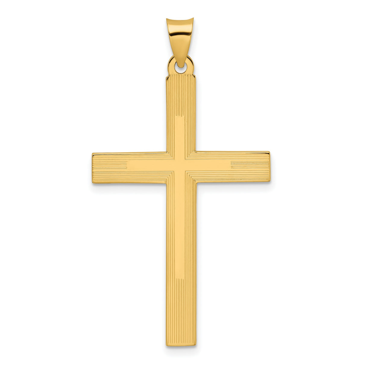14k Yellow Gold Cross Pendant, Textured Religious Charm, Christian Catholic Jewelry for Men and Women