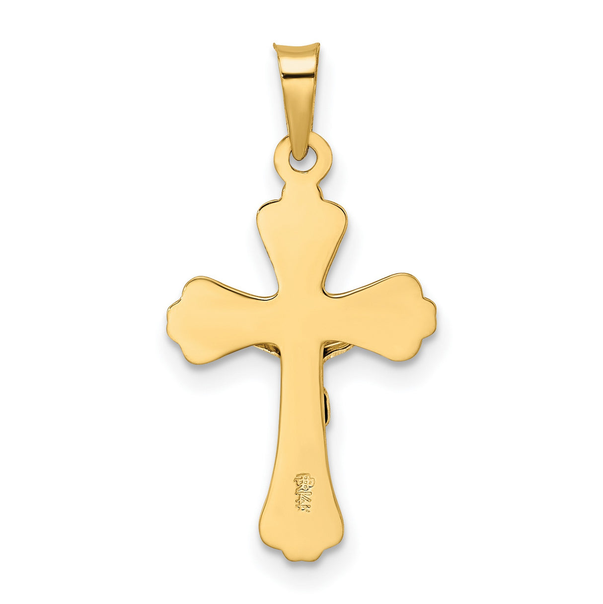 14k Two-Tone Gold Crucifix Pendant with INRI Scrollwork Design for Men and Women