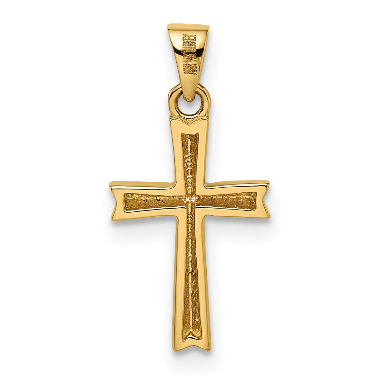 14k Two-Tone Gold Cross Pendant with Rhodium Accent, Textured Latin Cross Design
