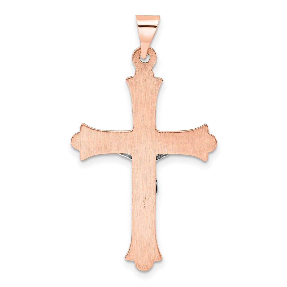 14k Two-Tone Gold Crucifix Pendant with INRI and Christ Figure Religious Jewelry