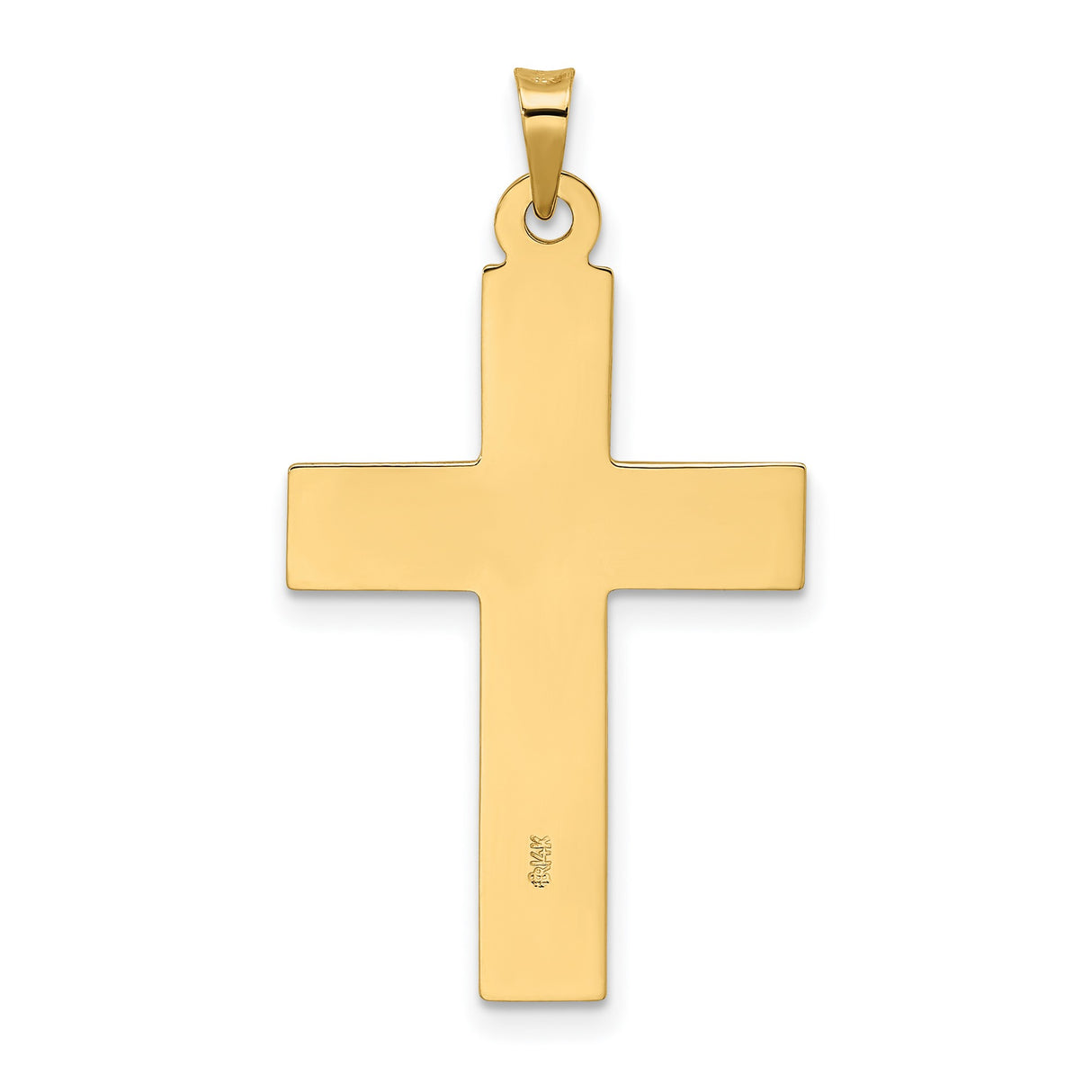 14k Yellow Gold Cross Pendant with Textured Woodgrain Finish, Rugged Christian Jewelry for Men or Women