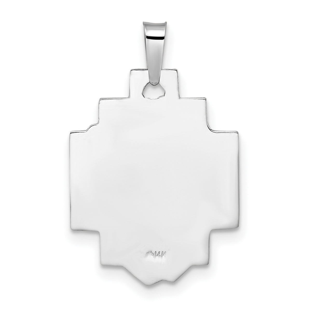 14k White Gold Jesus Head Pendant with Crown of Thorns and Cross Backdrop