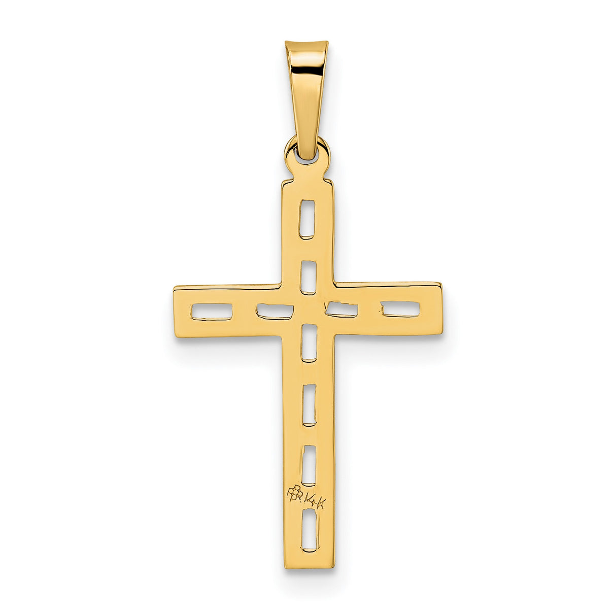 14k Yellow Gold Cross Pendant with Textured Design, Christian Faith Jewelry for Women or Unisex