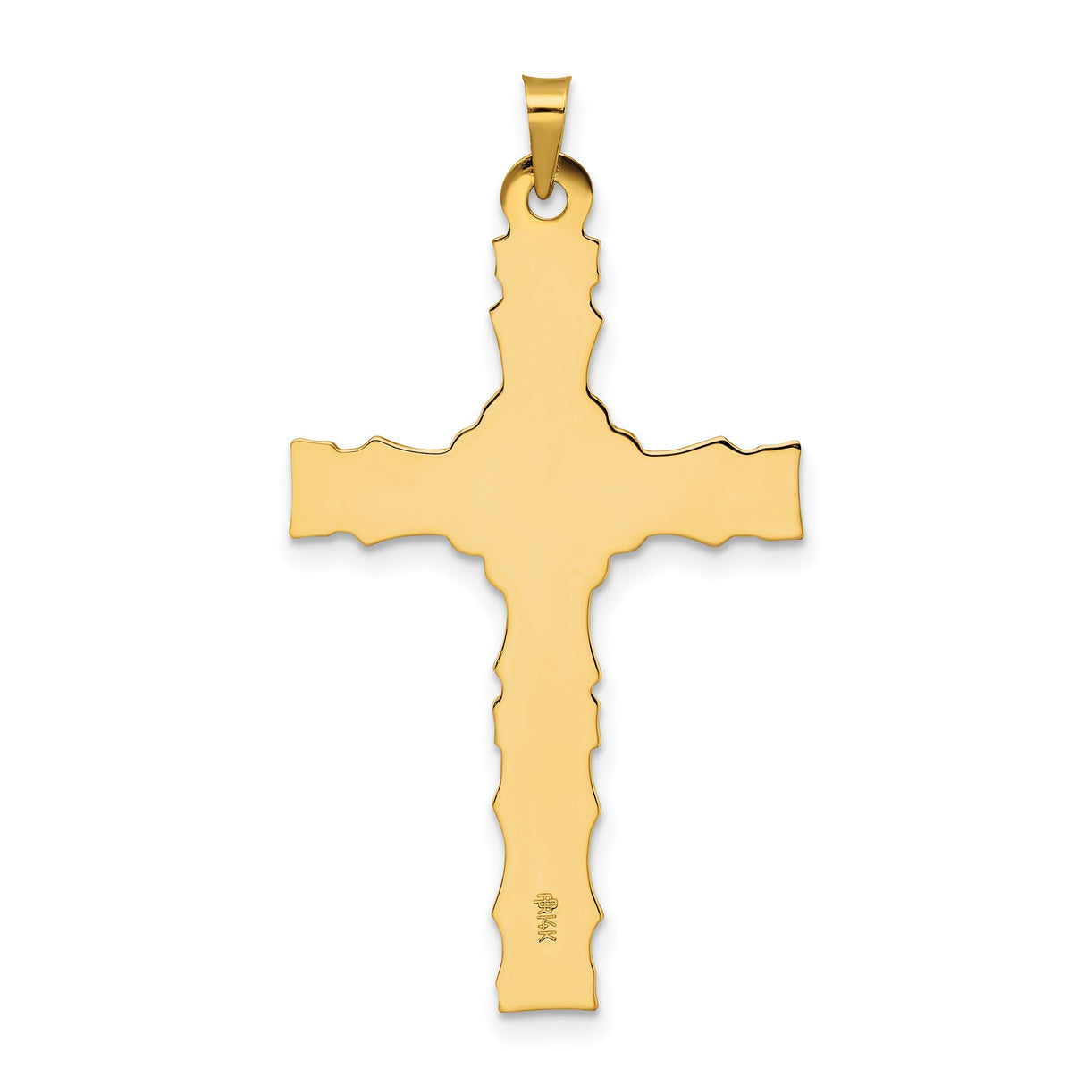 14k Yellow Gold Cross Pendant with Baroque Detailing and Floral Motif for Women