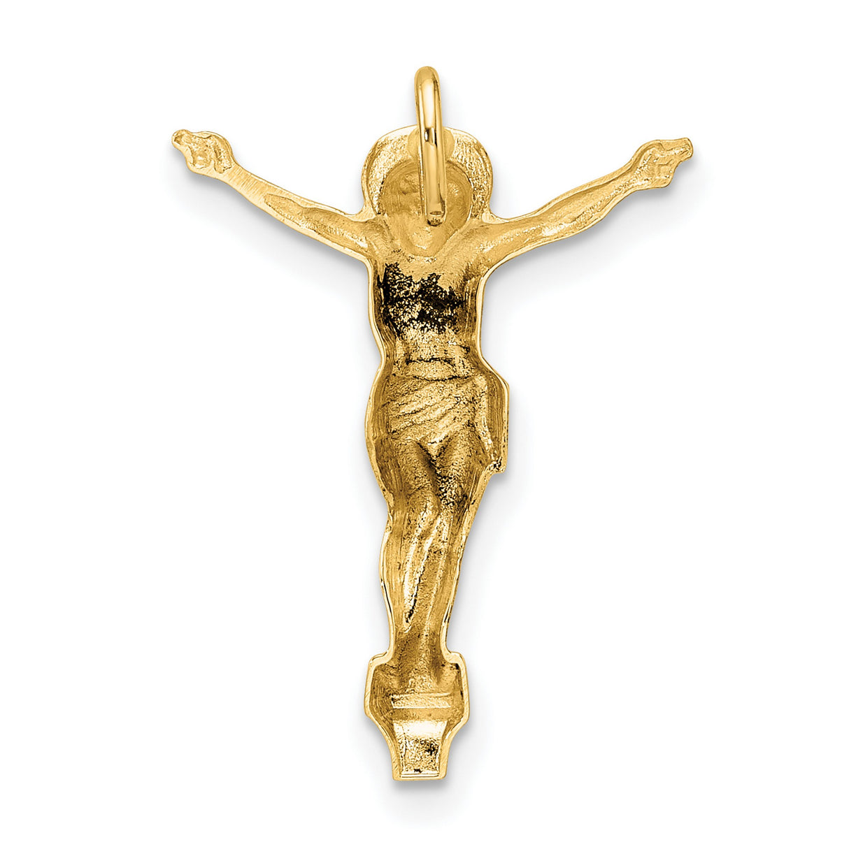 14k Yellow Gold Crucifix Pendant with Jesus on the Cross, Christian Religious Charm