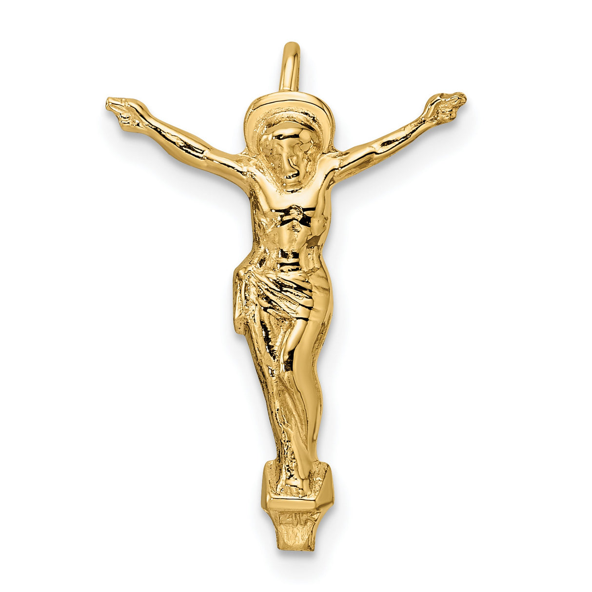 14k Yellow Gold Crucifix Pendant with Jesus on the Cross, Christian Religious Charm