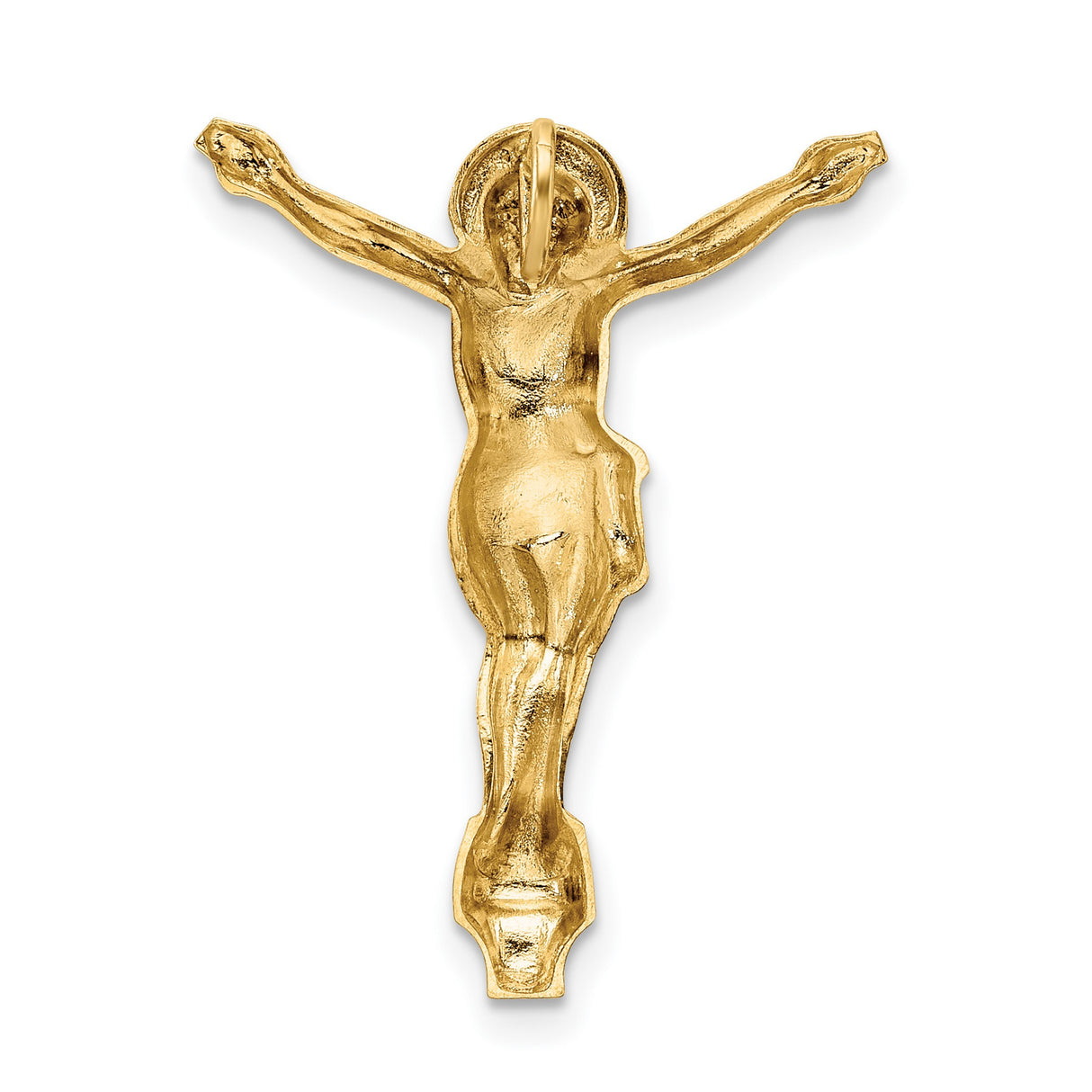 14k Yellow Gold Crucifix Pendant with Jesus on Cross, Catholic Religious Charm for Men