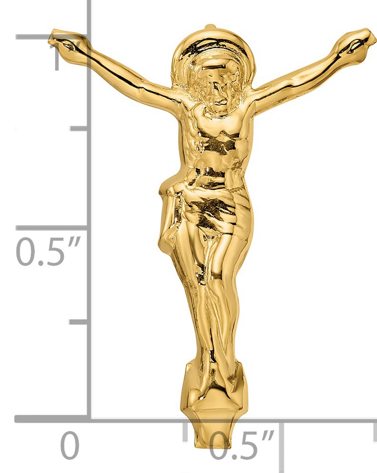 14k Yellow Gold Crucifix Pendant with Jesus on Cross, Catholic Religious Charm for Men