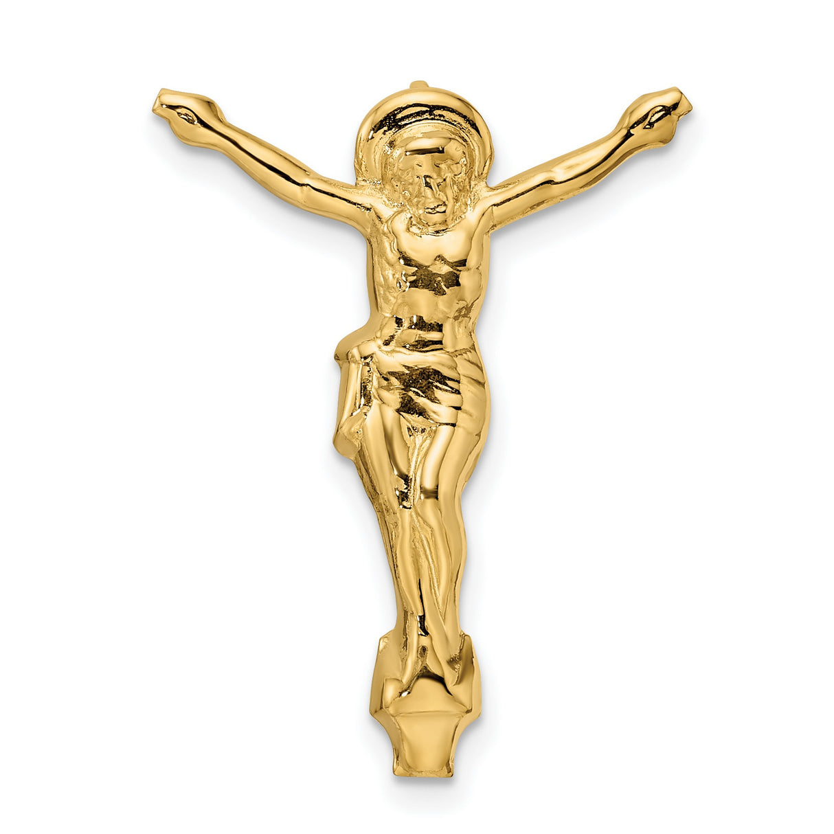 14k Yellow Gold Crucifix Pendant with Jesus on Cross, Catholic Religious Charm for Men
