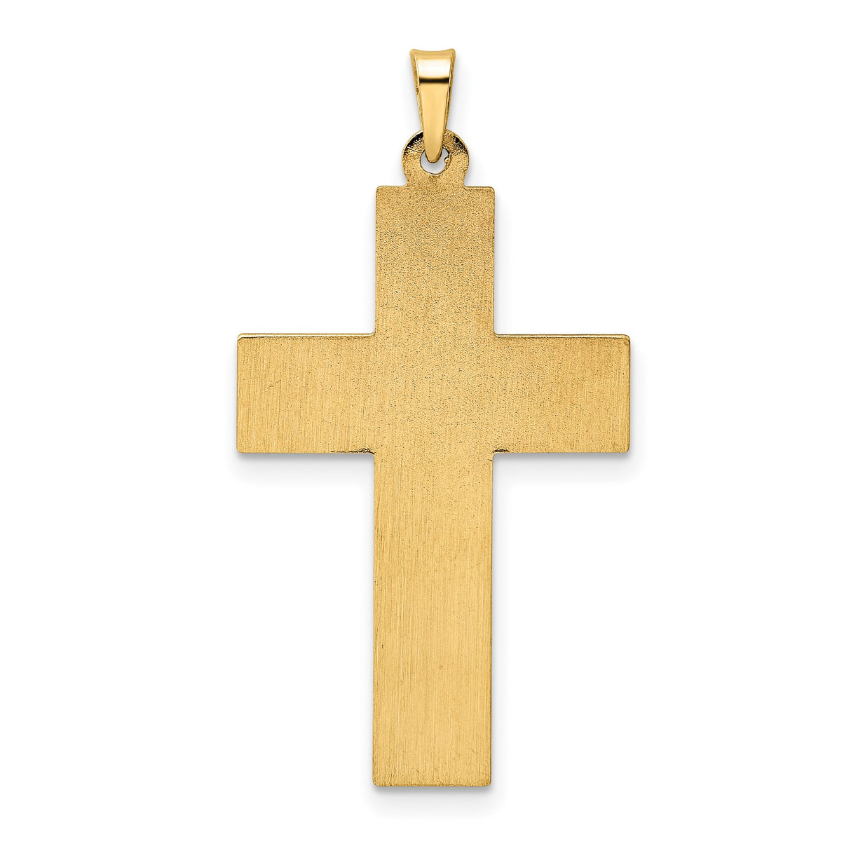 14k Two-Tone Gold Cross Pendant with Raised White Gold Cross on Textured Background
