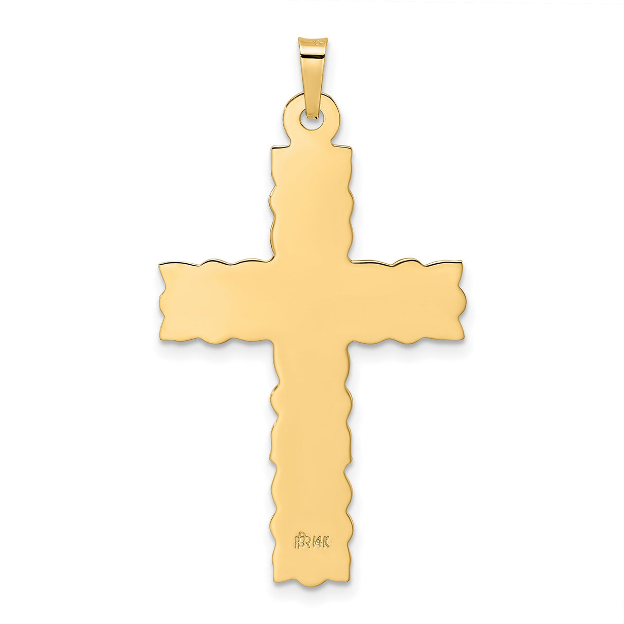 14k Yellow Gold Cross Pendant with Floral Design and Woven Detail for Women