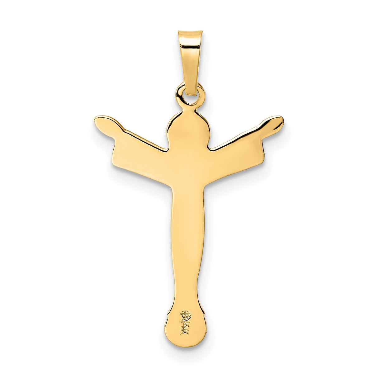 14k Yellow Gold Christ Redeemer Pendant with Open Arms, Religious Christian Charm