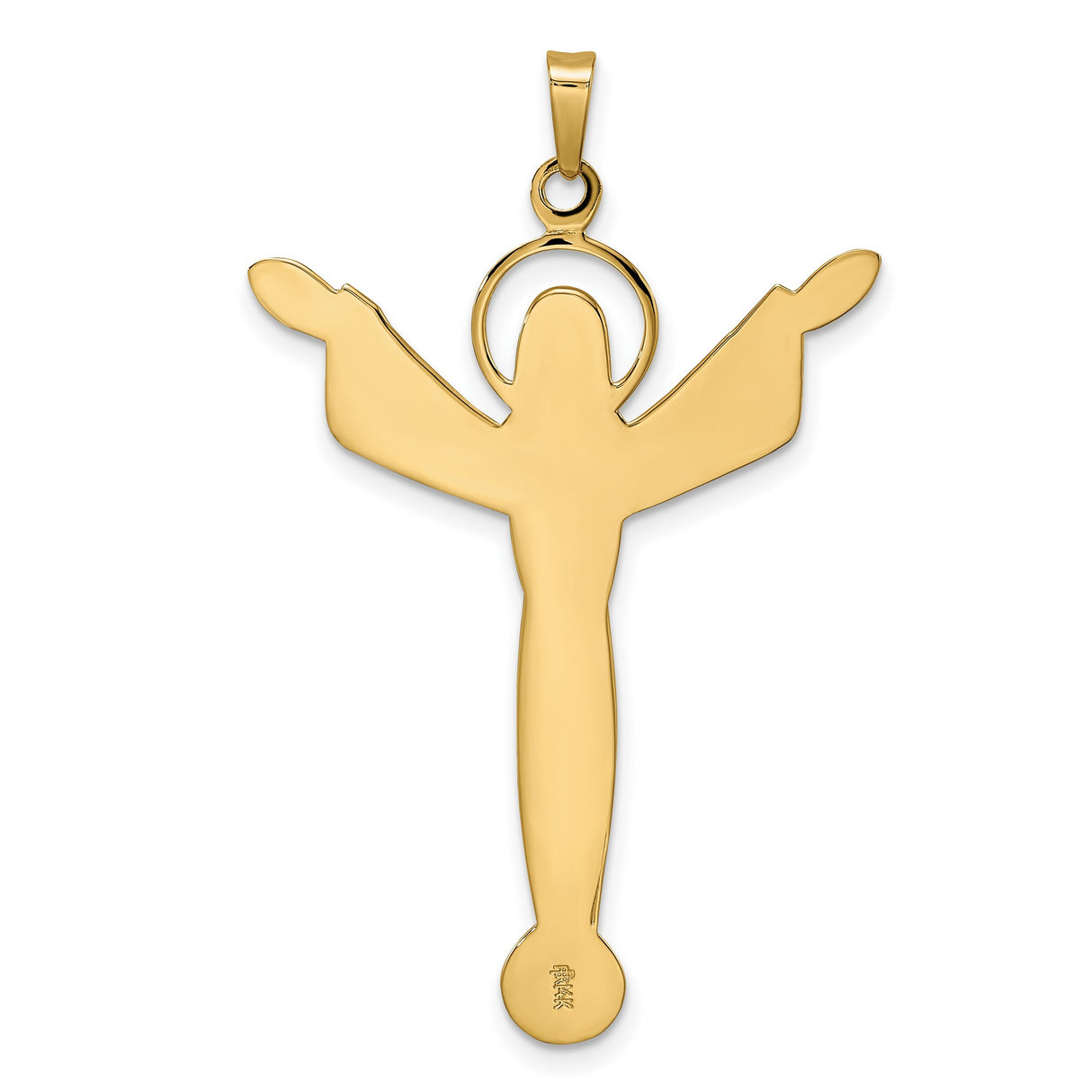 14k Yellow Gold Christ the Redeemer Pendant with Outstretched Arms on Globe Base
