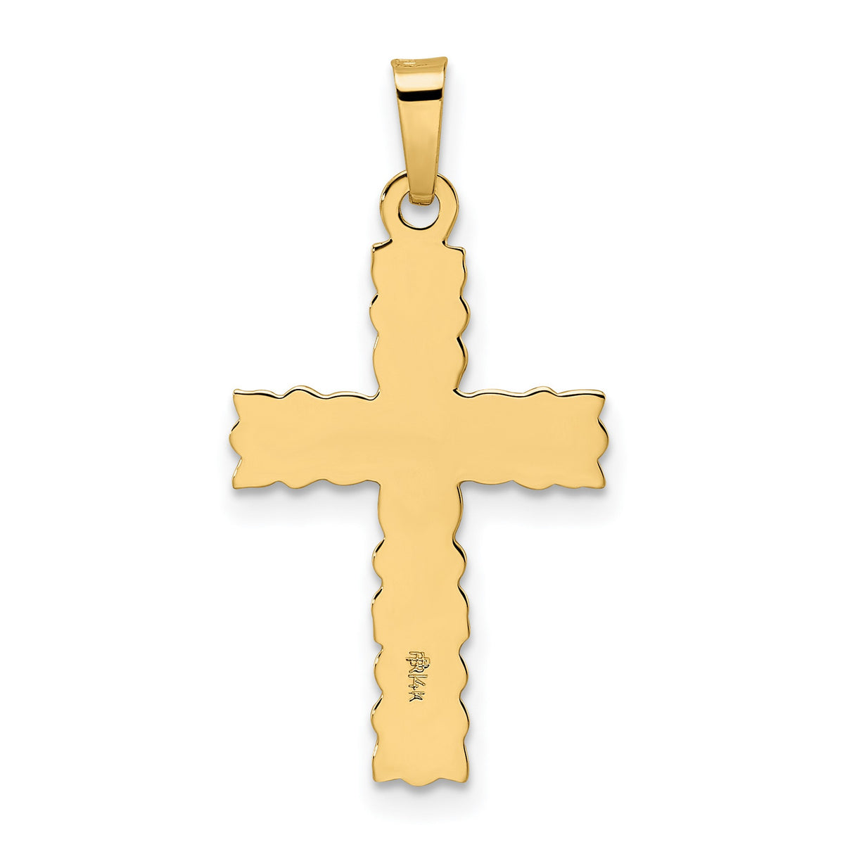 14k Yellow Gold Cross Pendant with Floral and Leaf Detailing, Ornate Christian Jewelry for Women