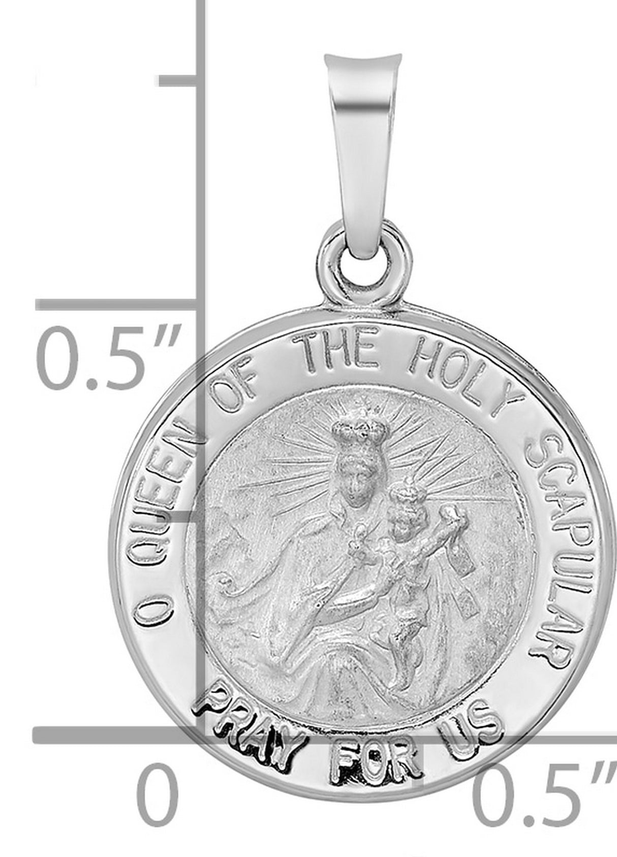 14k White Gold Our Lady of Mount Carmel Pendant, Catholic Medal, Spiritual Charm for Women