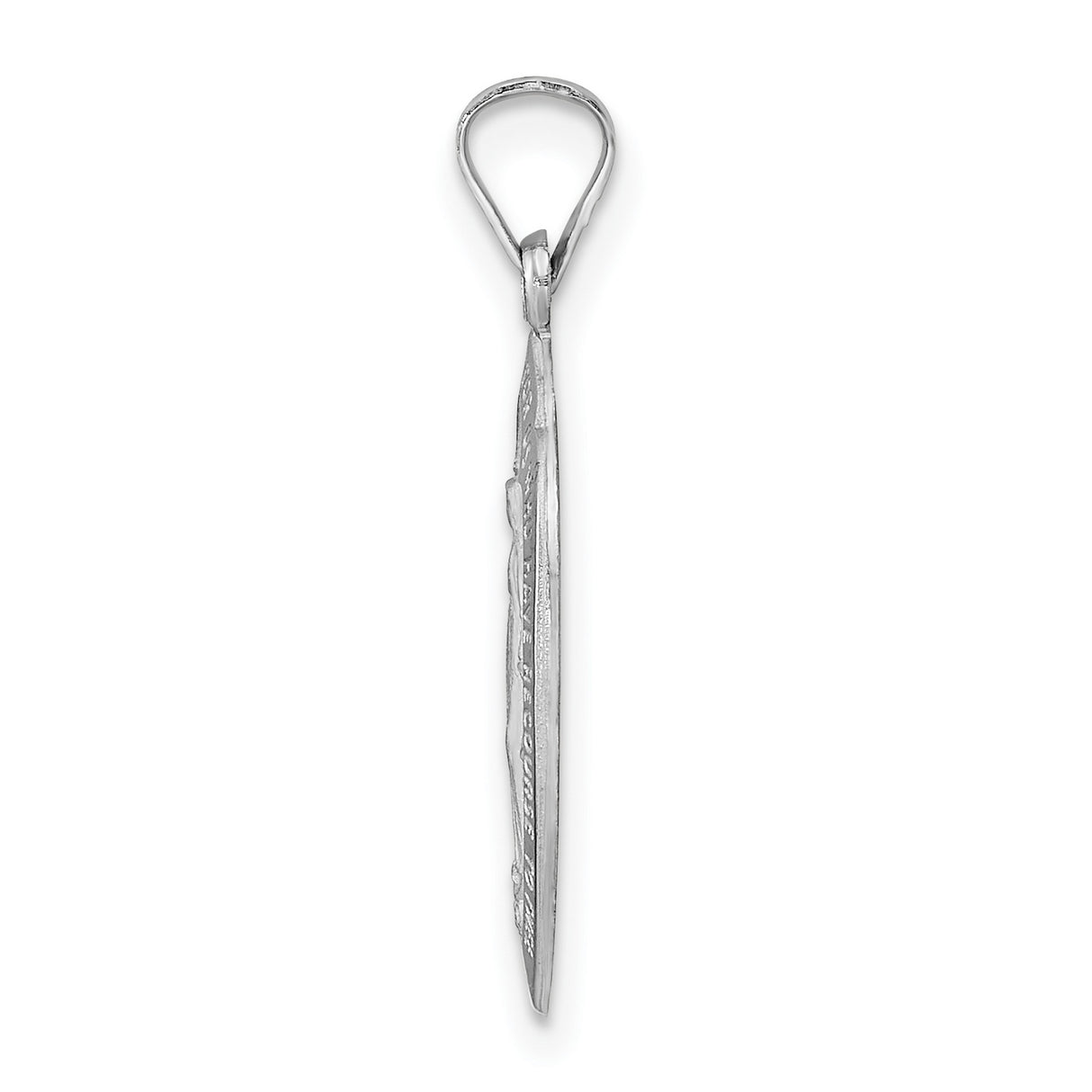 14k White Gold Miraculous Medal Pendant Featuring Virgin Mary, Satin and Polished Finish