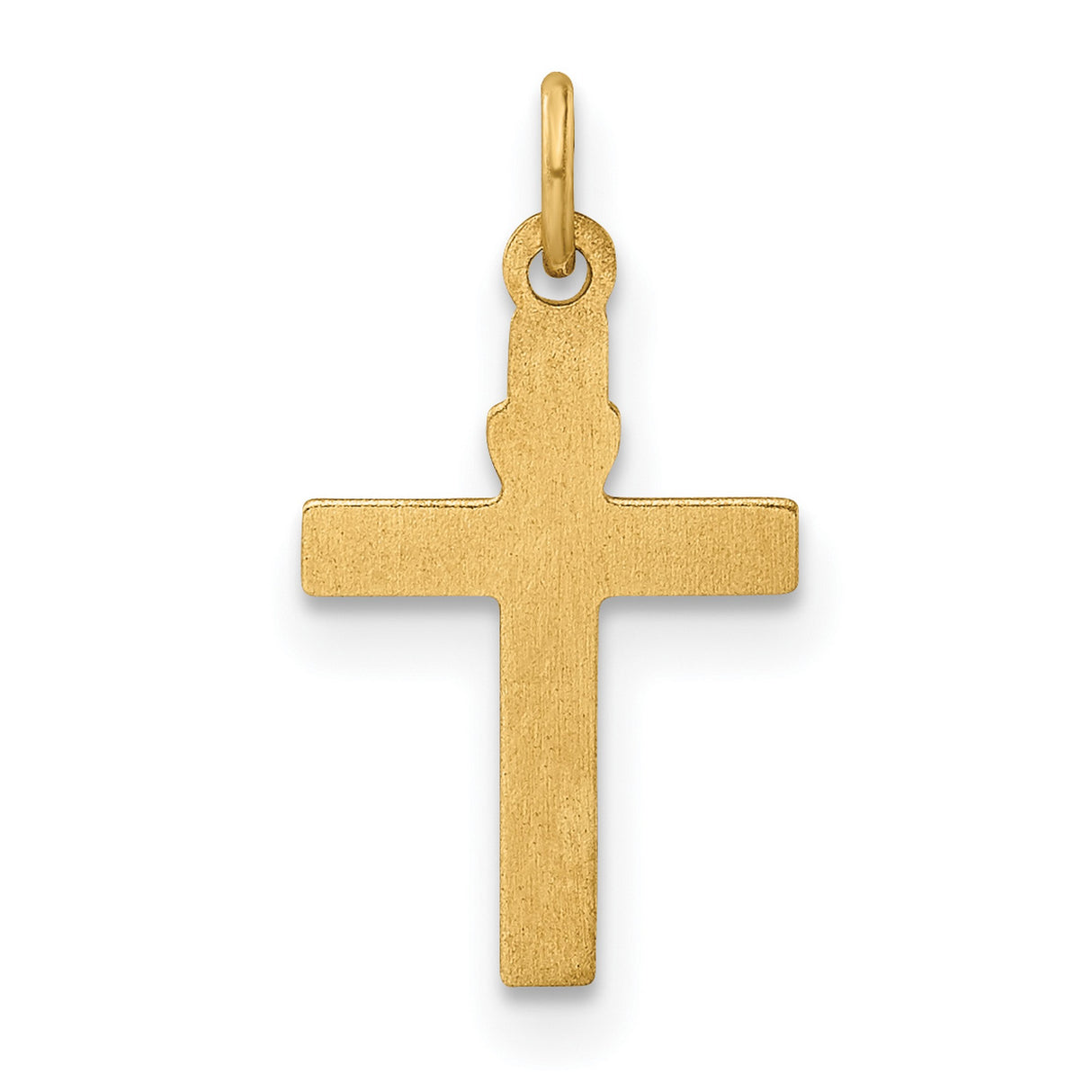 14k Yellow Gold Cross Pendant with Floral Engravings and Heart Center, Christian Religious Charm
