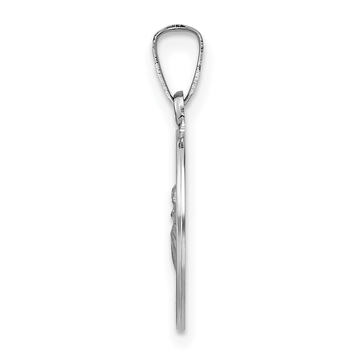 14k White Gold Saint Anthony Medal Pendant with Satin Finish Religious Charm