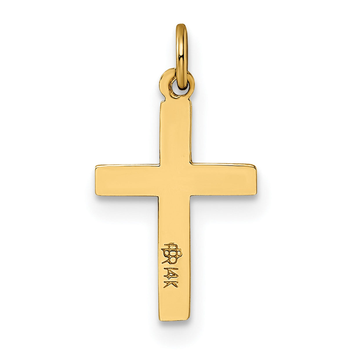 14k Yellow Gold Cross Pendant with Textured and Polished Sunburst Design