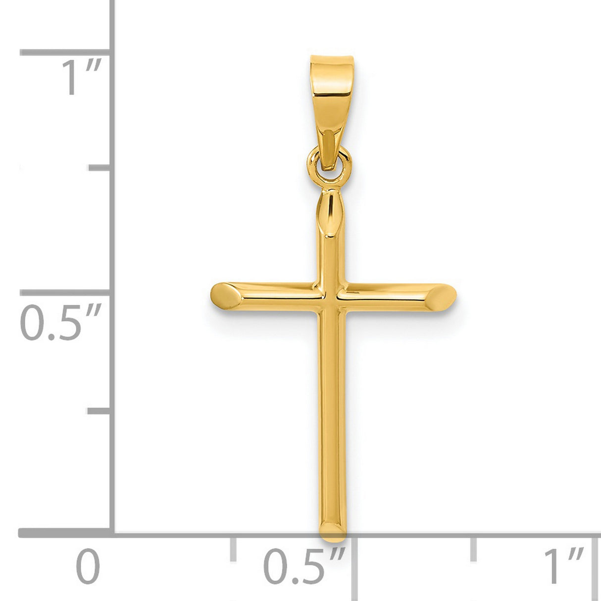 14k Yellow Gold Cross Pendant, Polished Religious Design for Women and Unisex