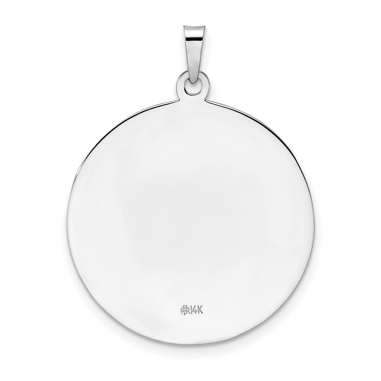 14k White Gold Saint Christopher Medal Pendant, Travel Protection Religious Charm