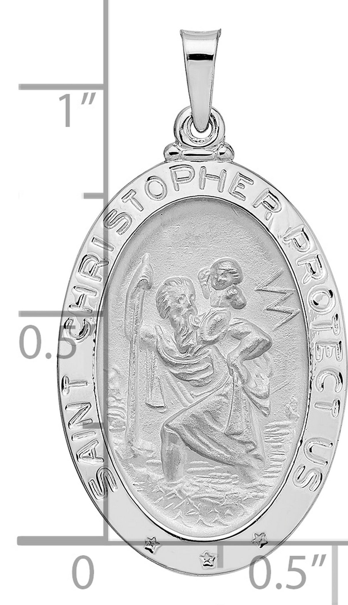 14k White Gold Saint Christopher Medal Pendant, Religious Travel Protection Charm for Men