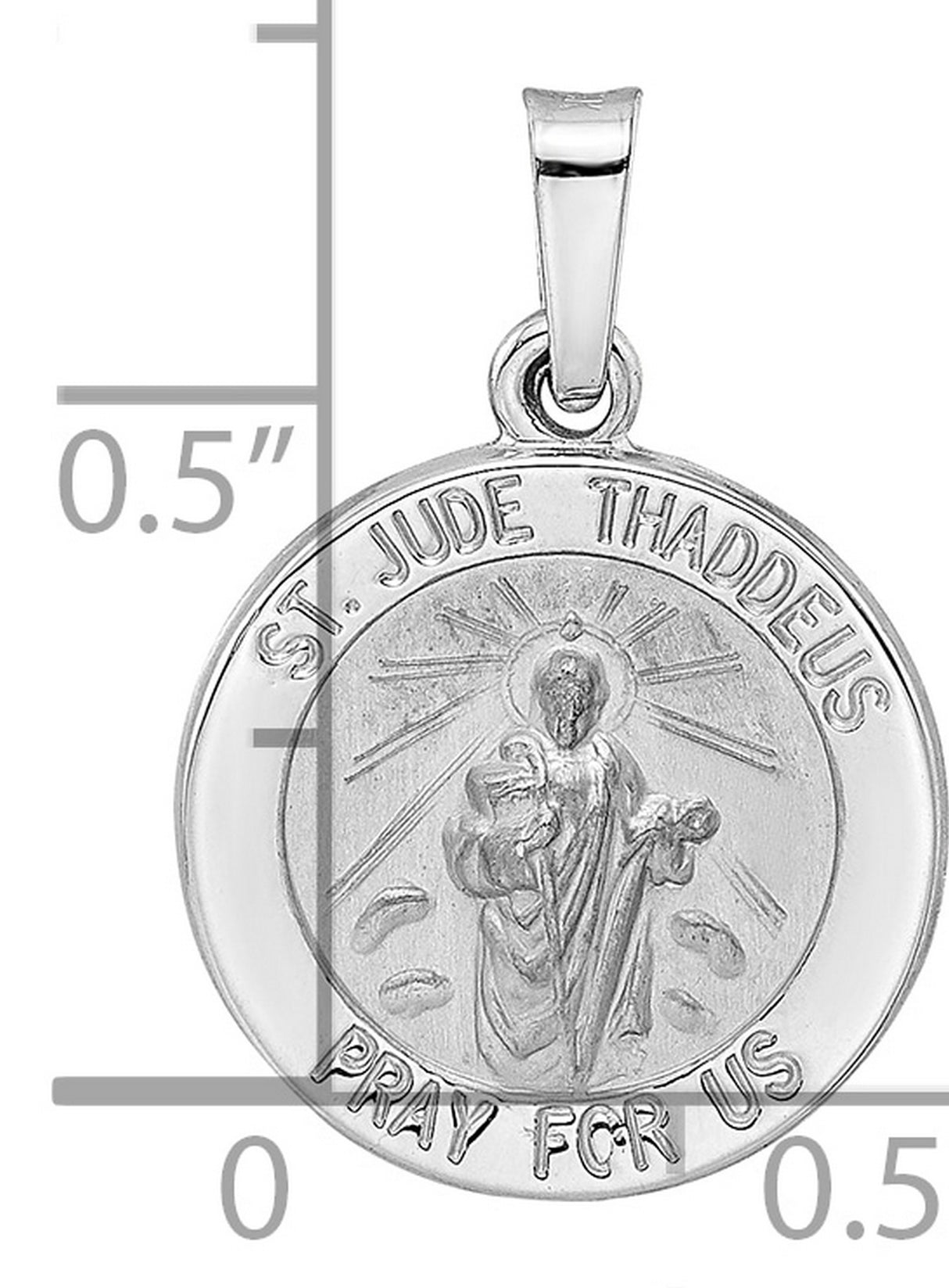 14k White Gold St. Jude Thaddeus Pendant, Catholic Saint Medal Charm for Men and Women