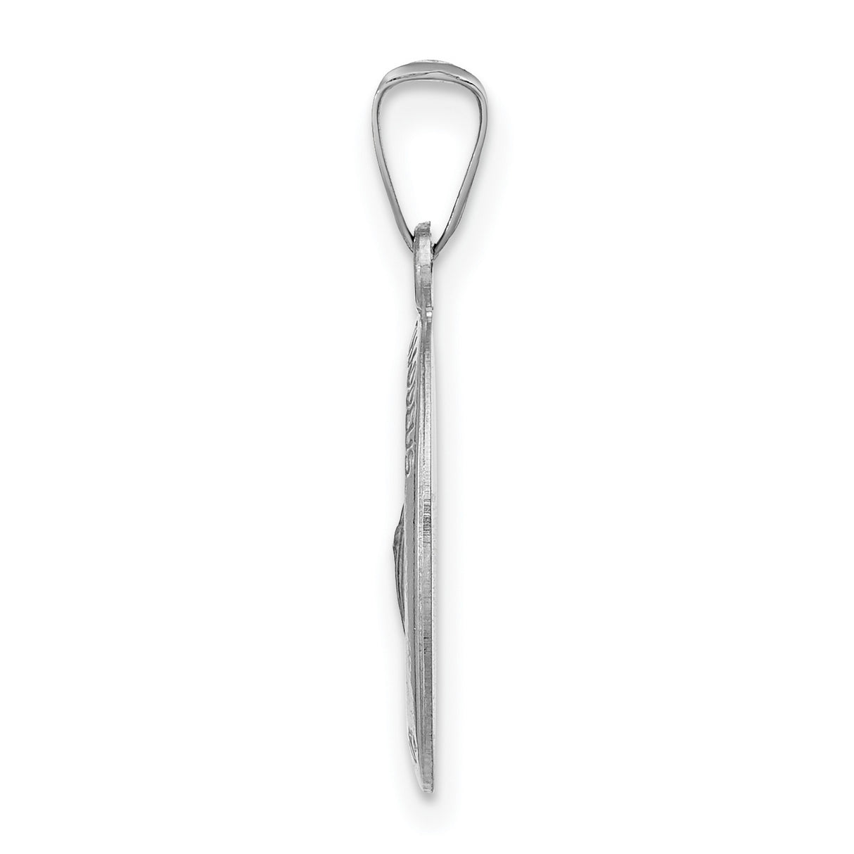 14k White Gold St Jude Thaddeus Pendant, Oval Saint Medal with Satin Finish