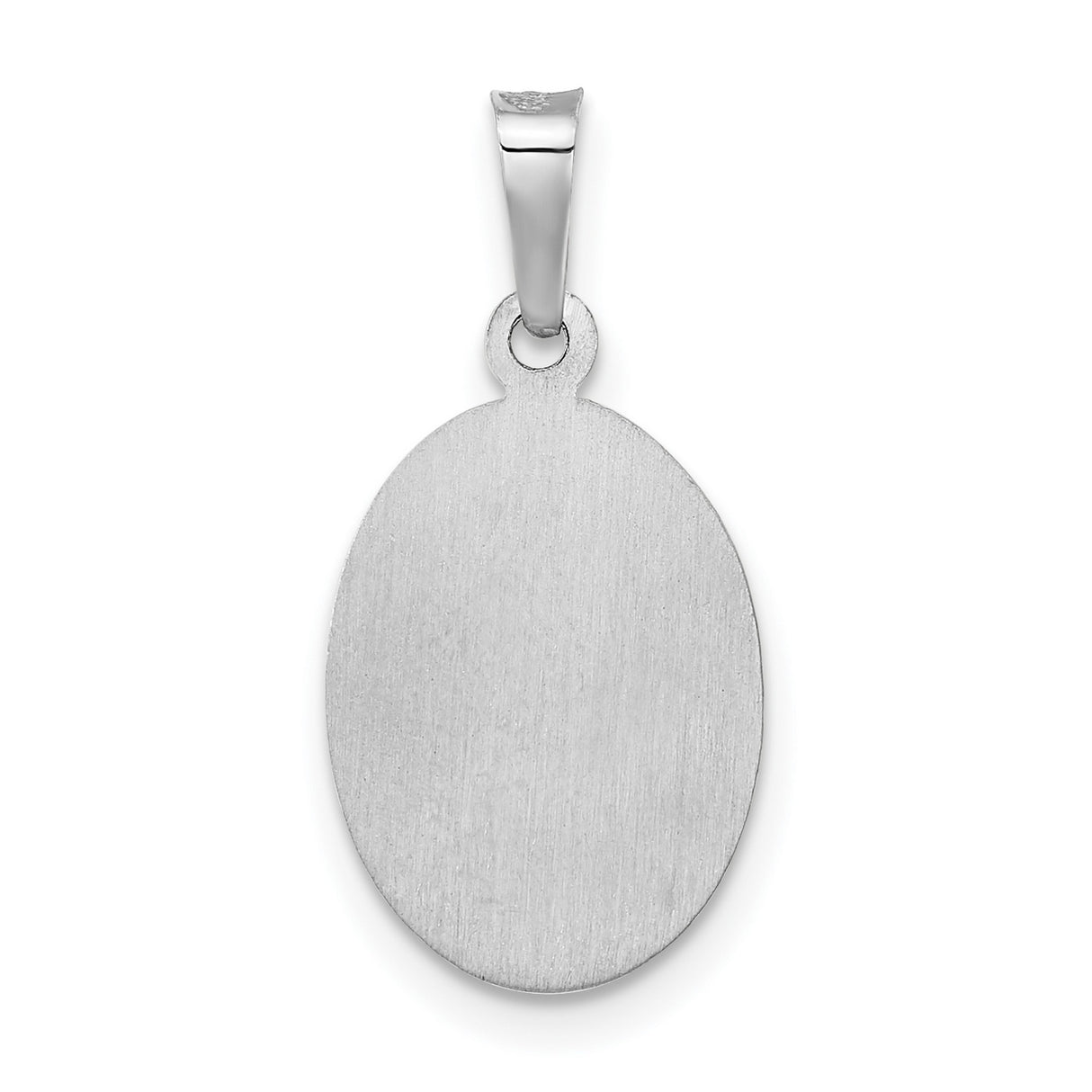 14k White Gold St Jude Thaddeus Pendant, Oval Saint Medal with Satin Finish