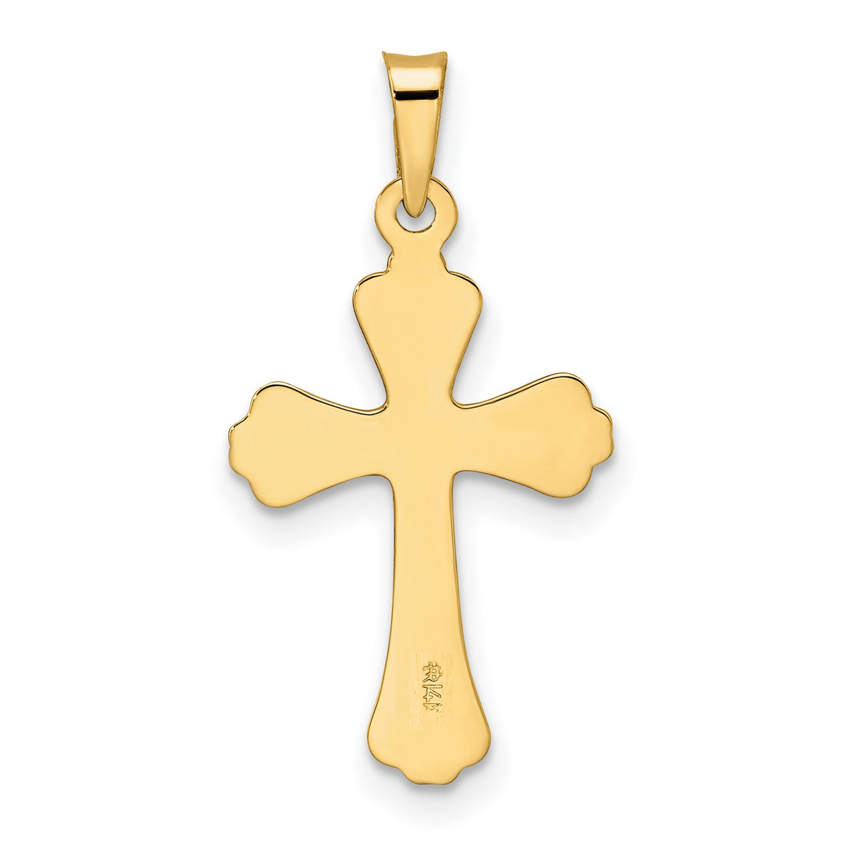 14k Yellow Gold Cross Pendant with Ornate Scrollwork Design, Religious Jewelry for Women or Unisex Wear