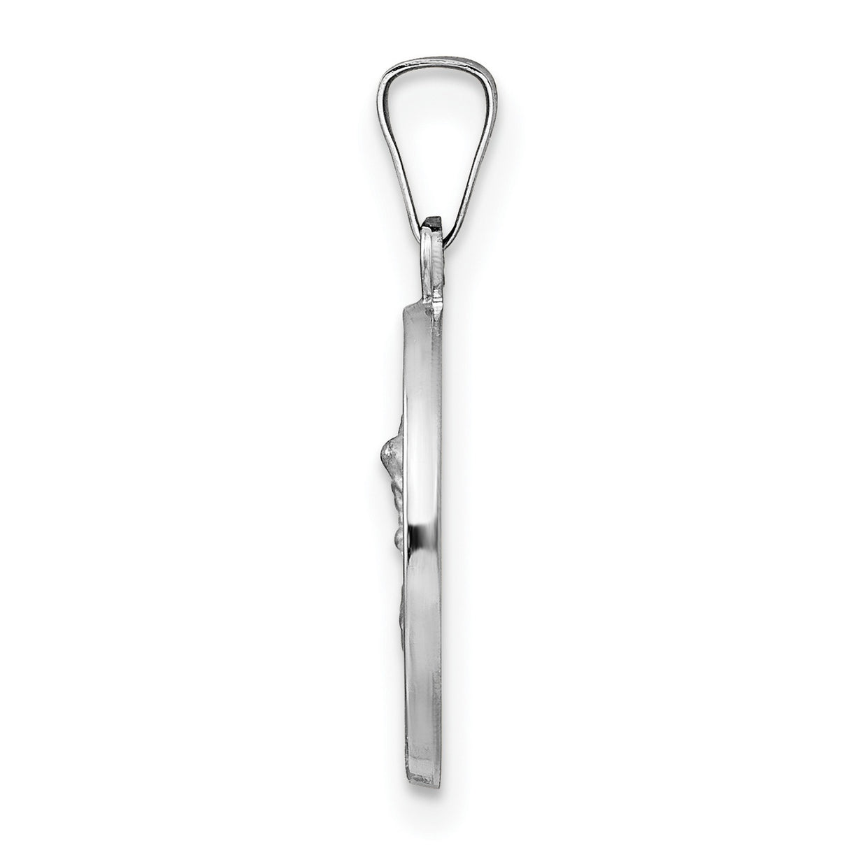 14k White Gold Saint Michael Pendant with Satin Finish, Archangel Medal Symbolizing Protection