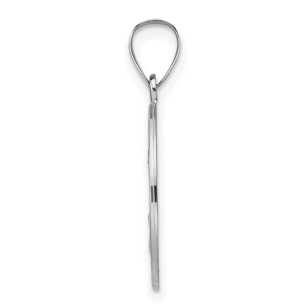 14k White Gold Saint Nicholas Pendant, Catholic Medal with Satin Finish for Men and Women