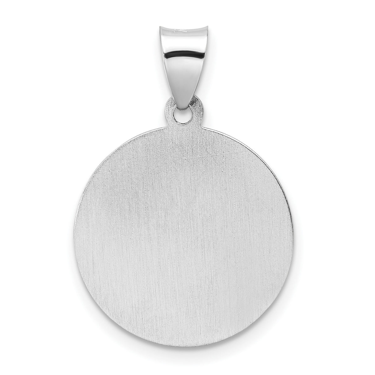 14k White Gold Saint Nicholas Pendant, Catholic Medal with Satin Finish for Men and Women