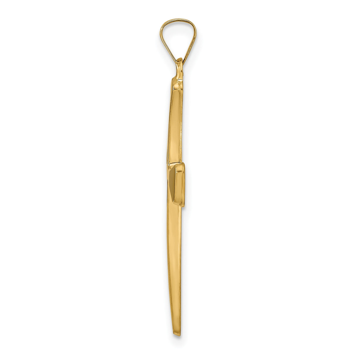 14k Yellow Gold Flared Cross Pendant, Polished Religious Charm for Men or Women