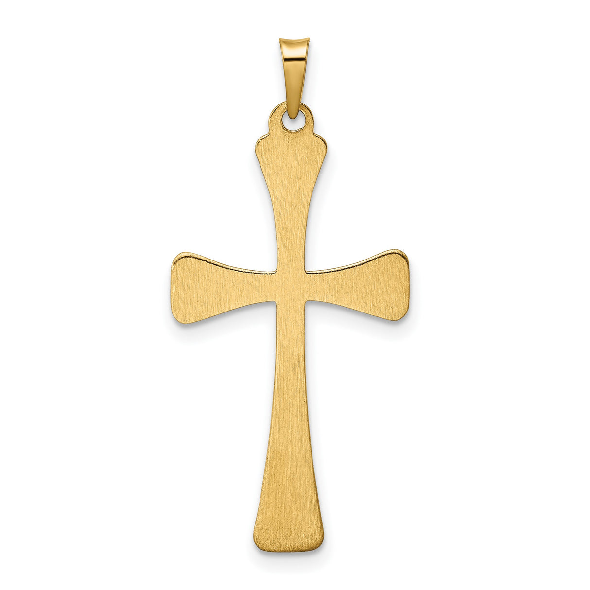 14k Yellow Gold Flared Cross Pendant, Polished Religious Charm for Men or Women