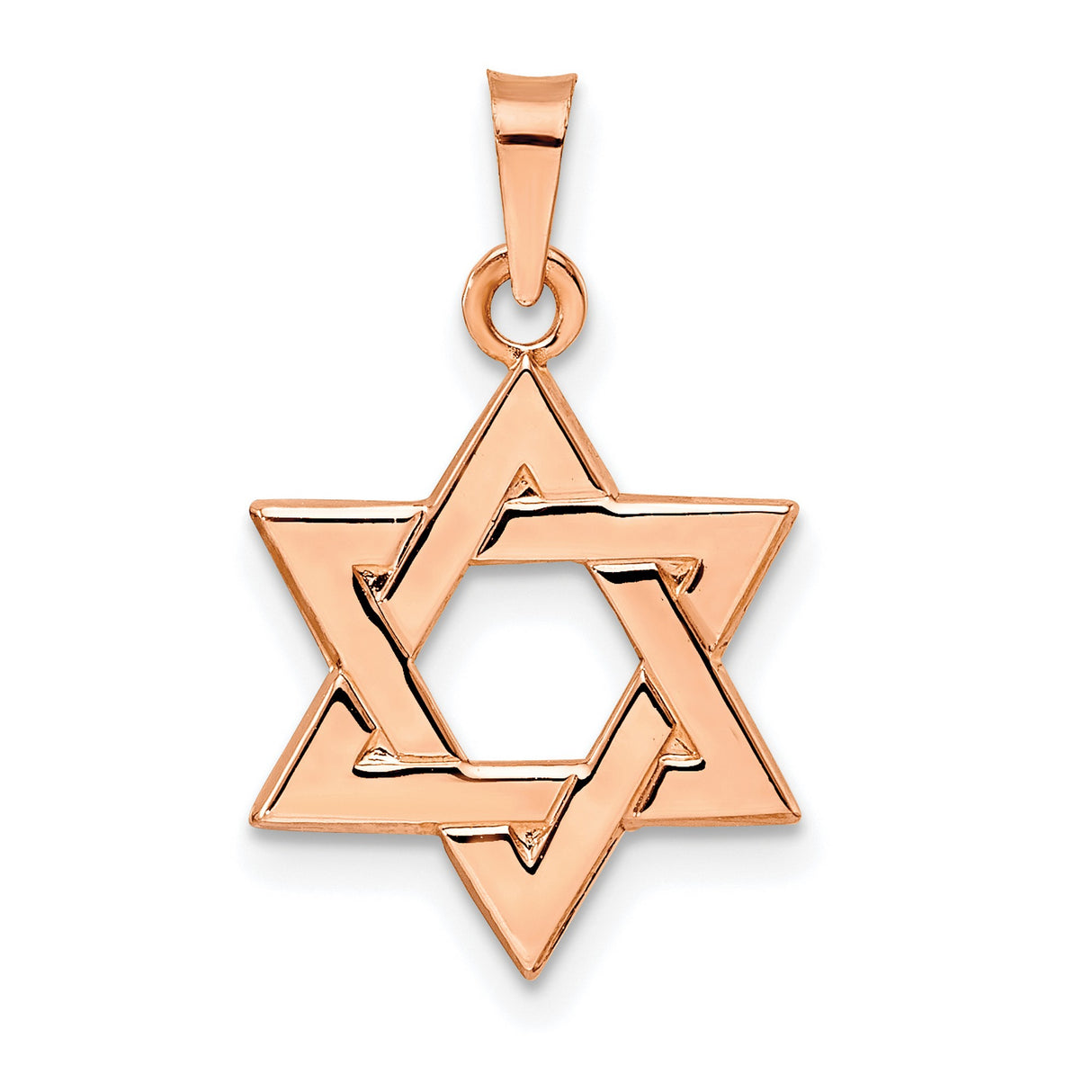 14k Rose Gold Star of David Pendant with Interlocking Triangle Design