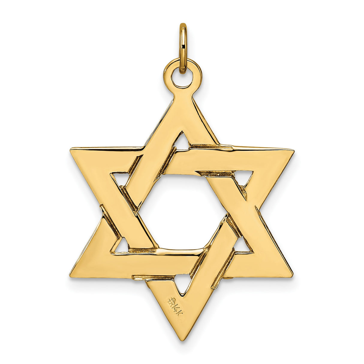 14k Yellow Gold Star of David Pendant with Interlocking Design